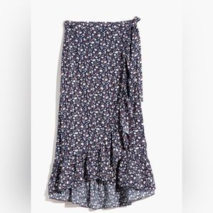 MADEWELL Ruffle-Edge Midi Wrap Skirt in Harvest Vine